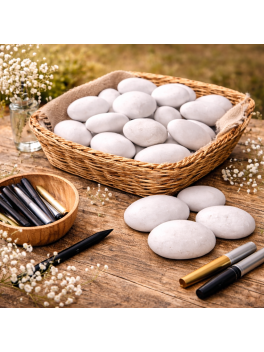 Galets blancs pour cérémonie laïque – Pack de 10 | Rituel des galets mariage