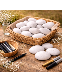 Galets blancs pour cérémonie laïque – Pack de 10 | Rituel des galets mariage